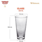 Wilmax Gehämmertes Trinkglas 450 ml 6er-Set Transparent aus Borosilikatglas