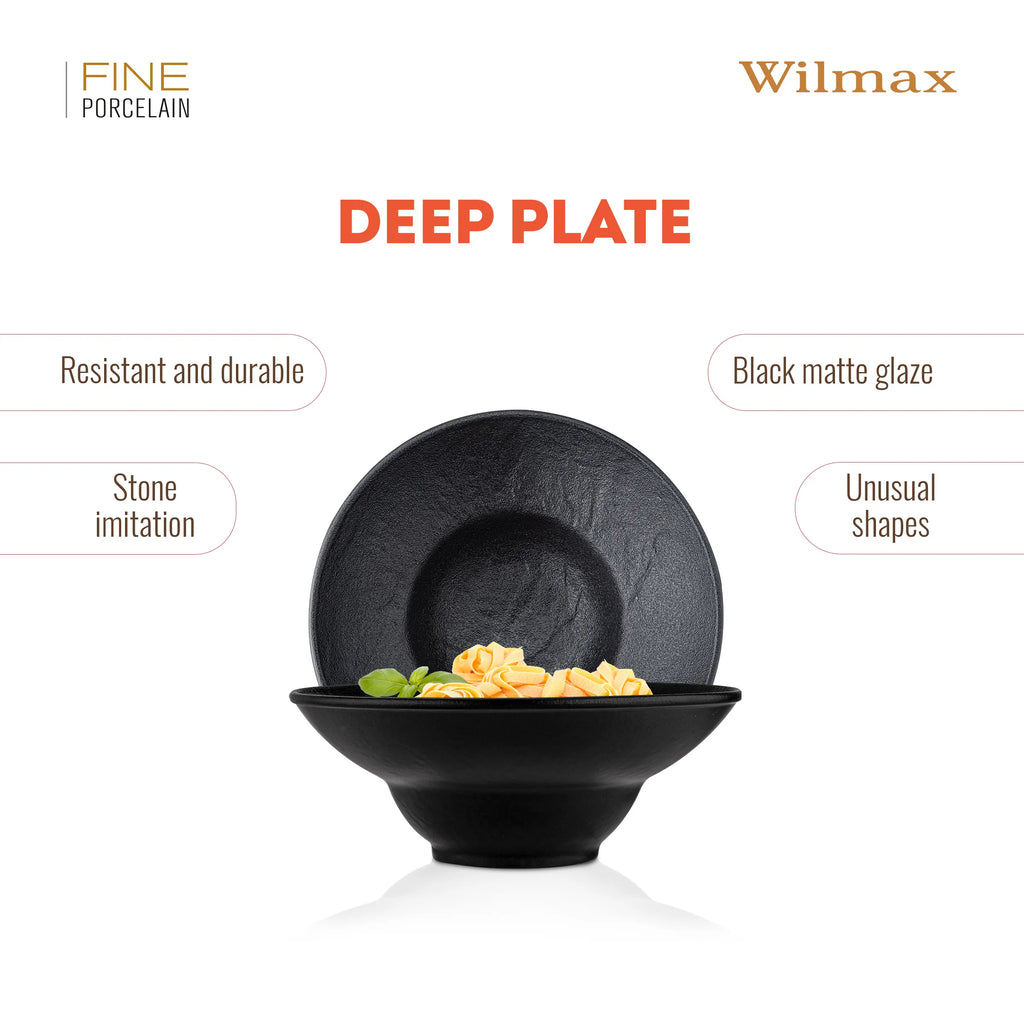 Wilmax Tiefer Teller SlateStone Schwarz 20 cm 800 ml Porzellan WL-661112/A
