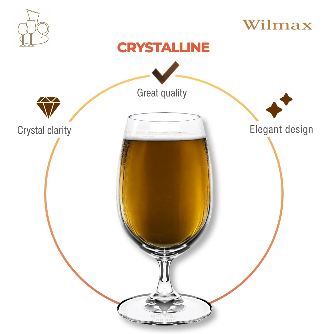 Wilmax Bierglas 420 ml 6er-Set Transparent aus Wilmax Crystalline-Serie