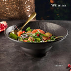 Wilmax Tiefer Teller 22,5 cm 1100 ml 2er-Set Schwarz aus Porzellan