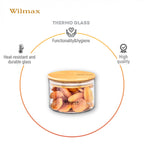 Wilmax Vorratsglas 400 ml mit Bambusdeckel Transparent