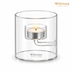 Wilmax Teelichthalter für 1 Teelicht 9 cm Transparent aus Glas