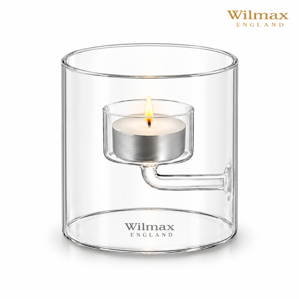 Wilmax Teelichthalter für 1 Teelicht 9 cm Transparent aus Glas