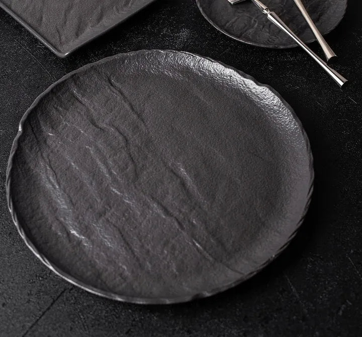 Wilmax Runde Servierplatte 30 cm Schwarz aus Porzellan