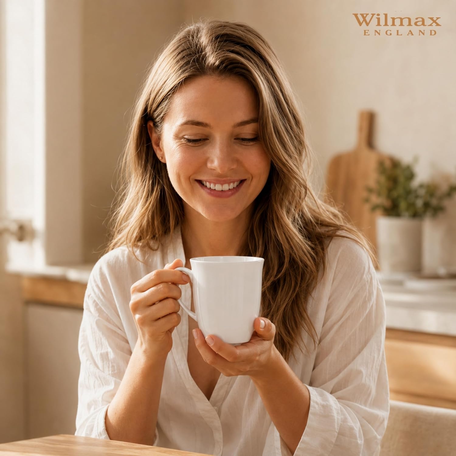 Wilmax Tasse 380 ml 6er-Set Weiß aus Porzellan