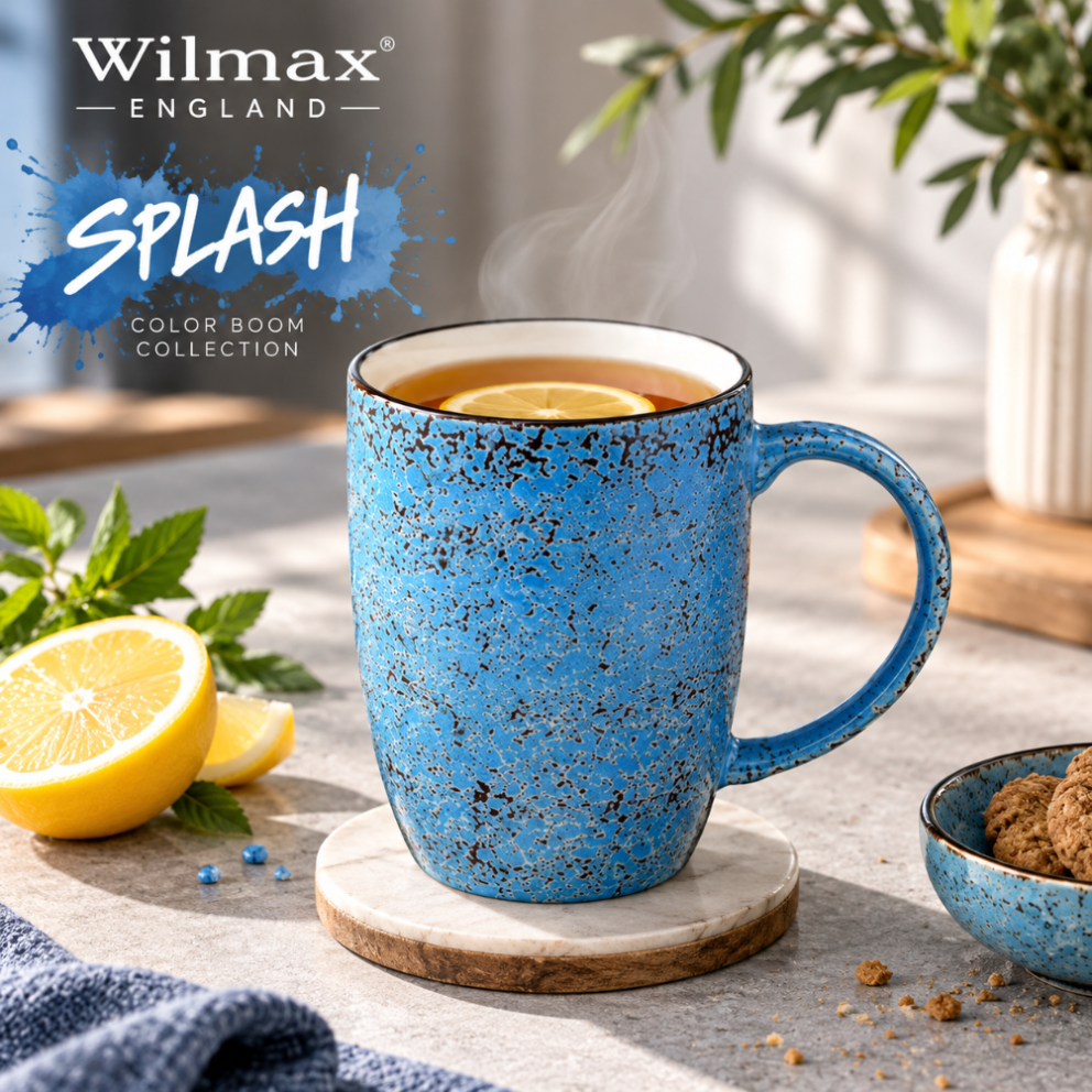 Wilmax Becher 460 ml Blau aus Porzellan