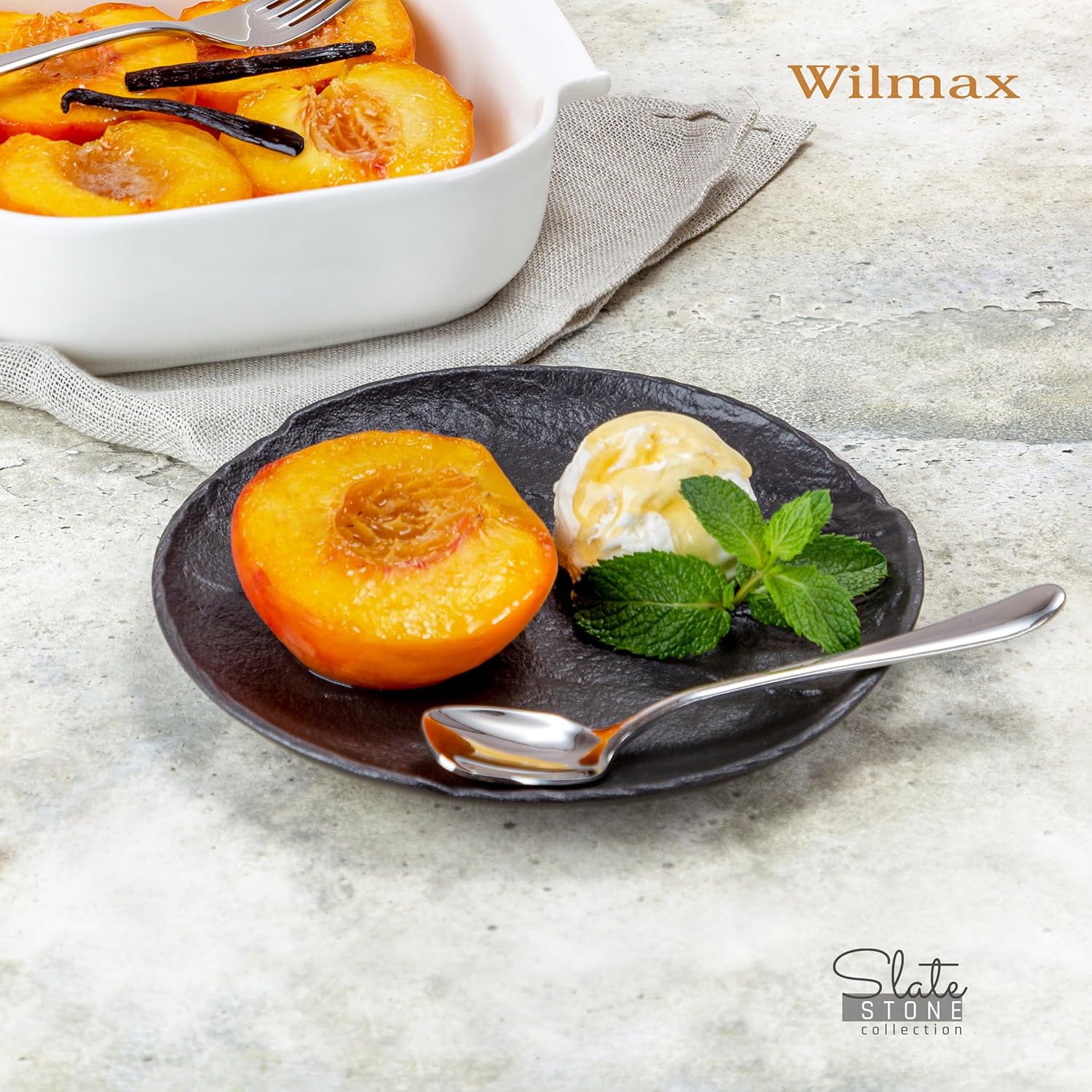 Wilmax Runder Teller 15,5 cm 6er-Set Schwarz aus Porzellan