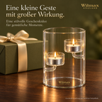 Wilmax Teelichthalter für 2 Teelichter 12 cm Transparent aus Glas