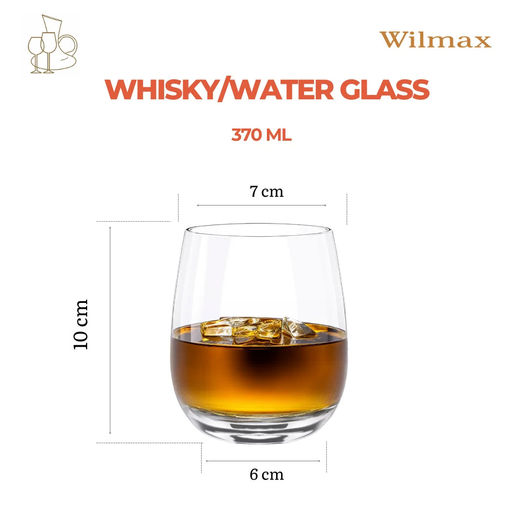 Wilmax Whiskyglas 370 ml 6er-Set Transparent aus Wilmax Crystalline-Serie