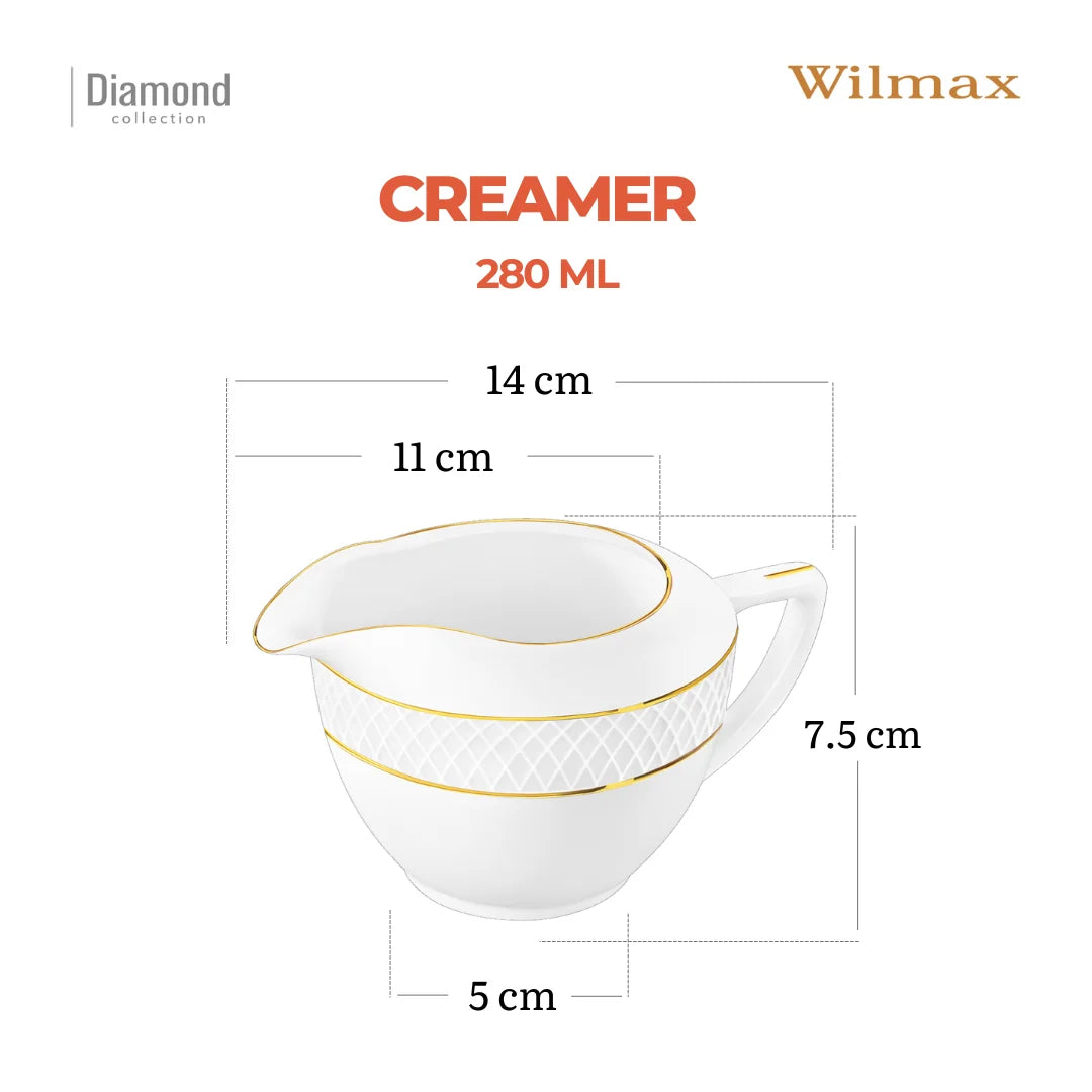 Wilmax Milchkännchen 280 ml Weiß mit Golddekor aus Porzellan