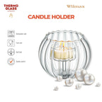 Wilmax Teelichthalter für 1 Teelicht 12 × 10 cm Transparent aus Glas