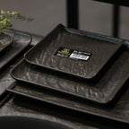 Wilmax Quadratische Servierplatte 13 × 13 cm 6er-Set Schwarz aus Porzellan