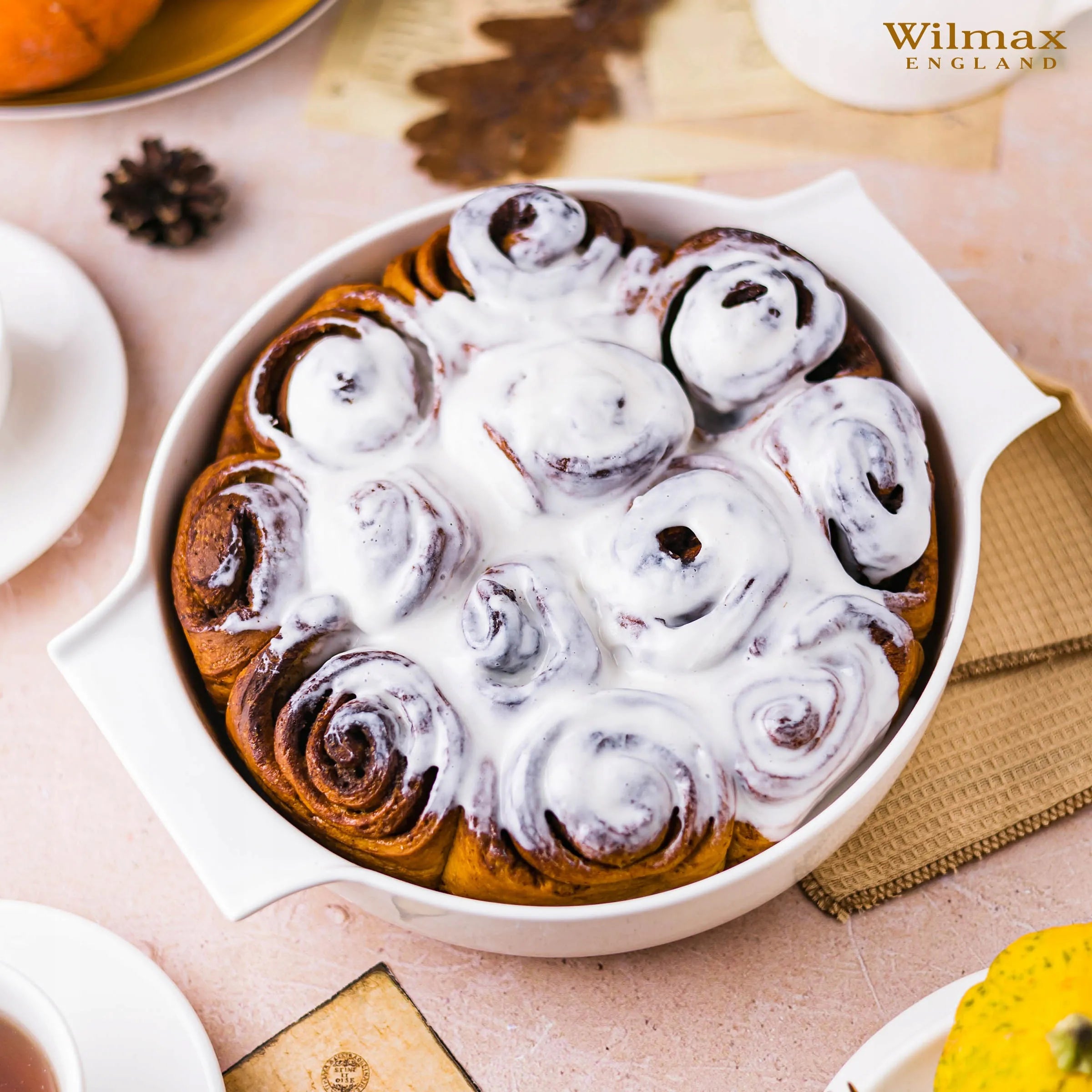 Wilmax Auflaufform mit Griffen 650 ml Weiß aus Porzellan