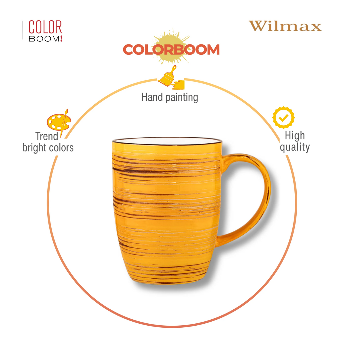 Wilmax Becher 460 ml 6er-Set Gelb aus Porzellan