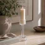 Wilmax Kerzenhalter 15 × 7 cm Transparent aus Glas