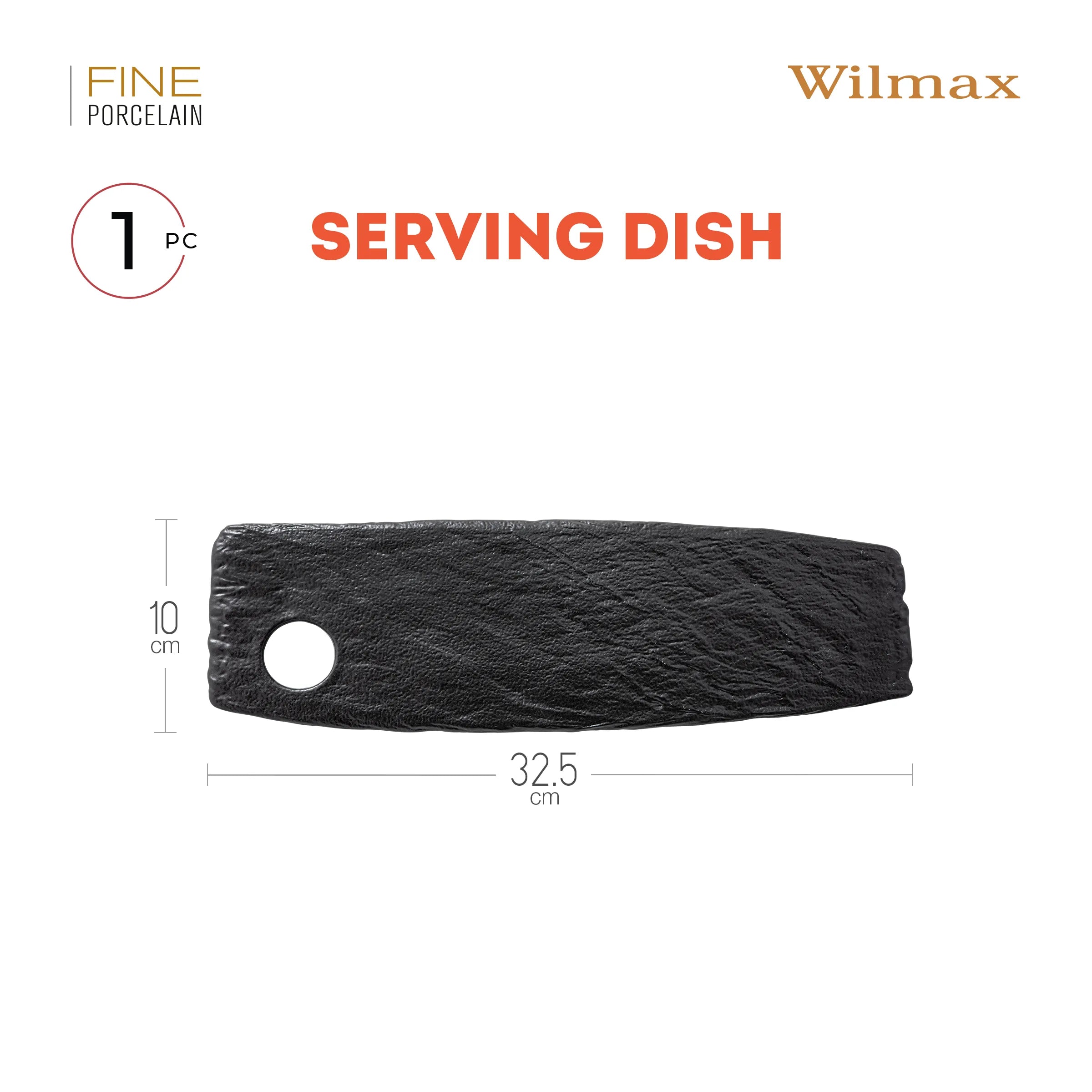 Wilmax Servierplatte 32,5 × 10 cm Schwarz aus Porzellan