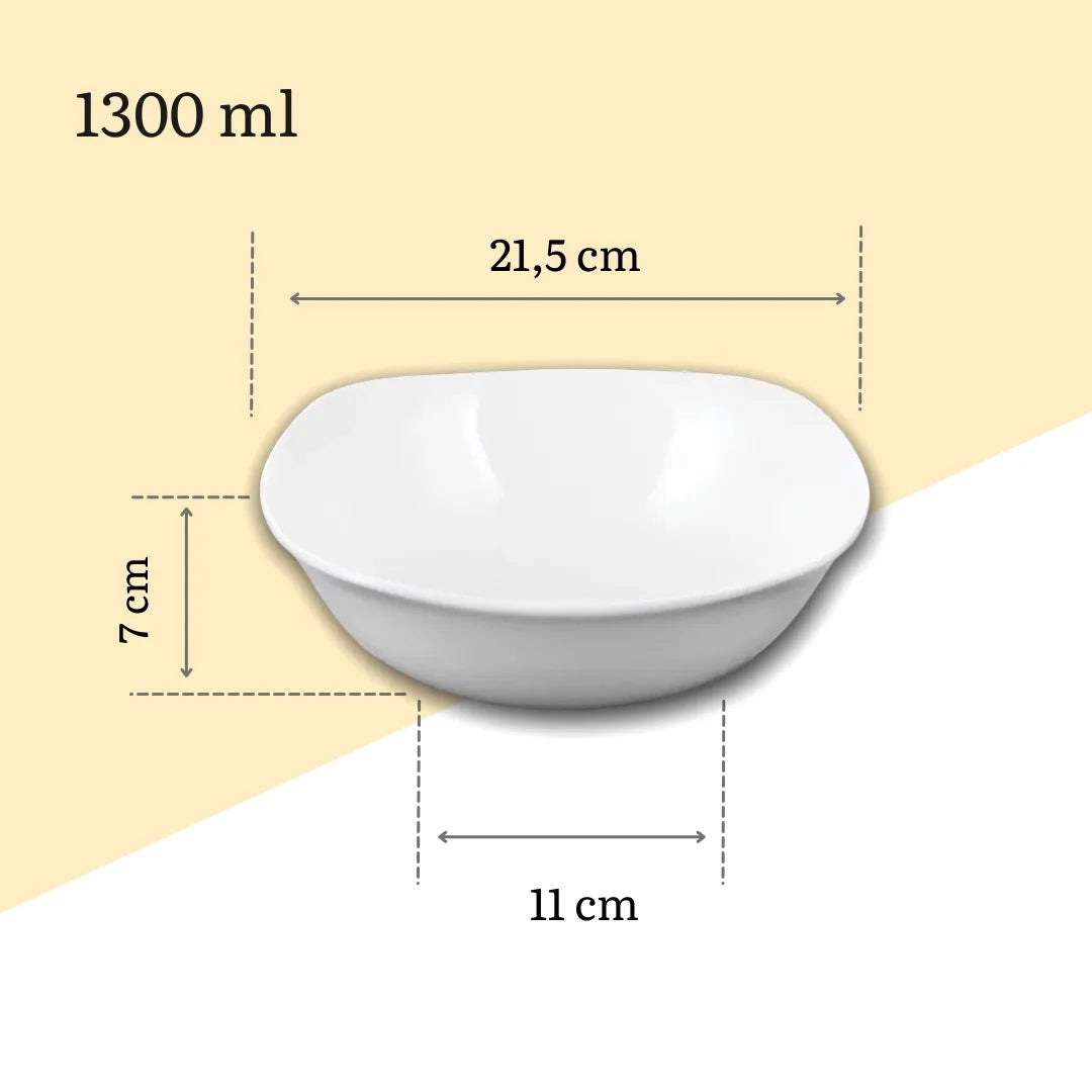 Wilmax Schale 1300 ml 21,5 × 21,5 cm 2er-Set Weiß aus Porzellan