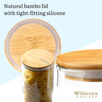 Wilmax Vorratsglas 1500 ml mit Bambusdeckel 2er-Set Transparent