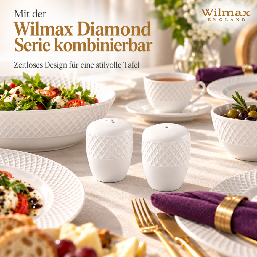 Wilmax Salz- und Pfefferstreuer-Set Weiß aus Porzellan