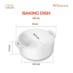 Wilmax Auflaufform mit Griffen 910 ml Weiß aus Porzellan