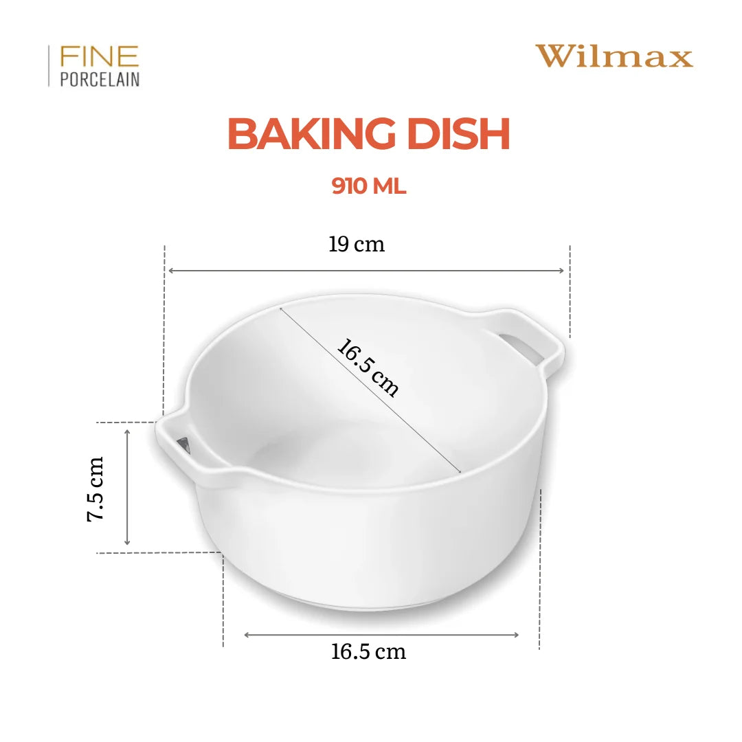 Wilmax Auflaufform mit Griffen 910 ml Weiß aus Porzellan