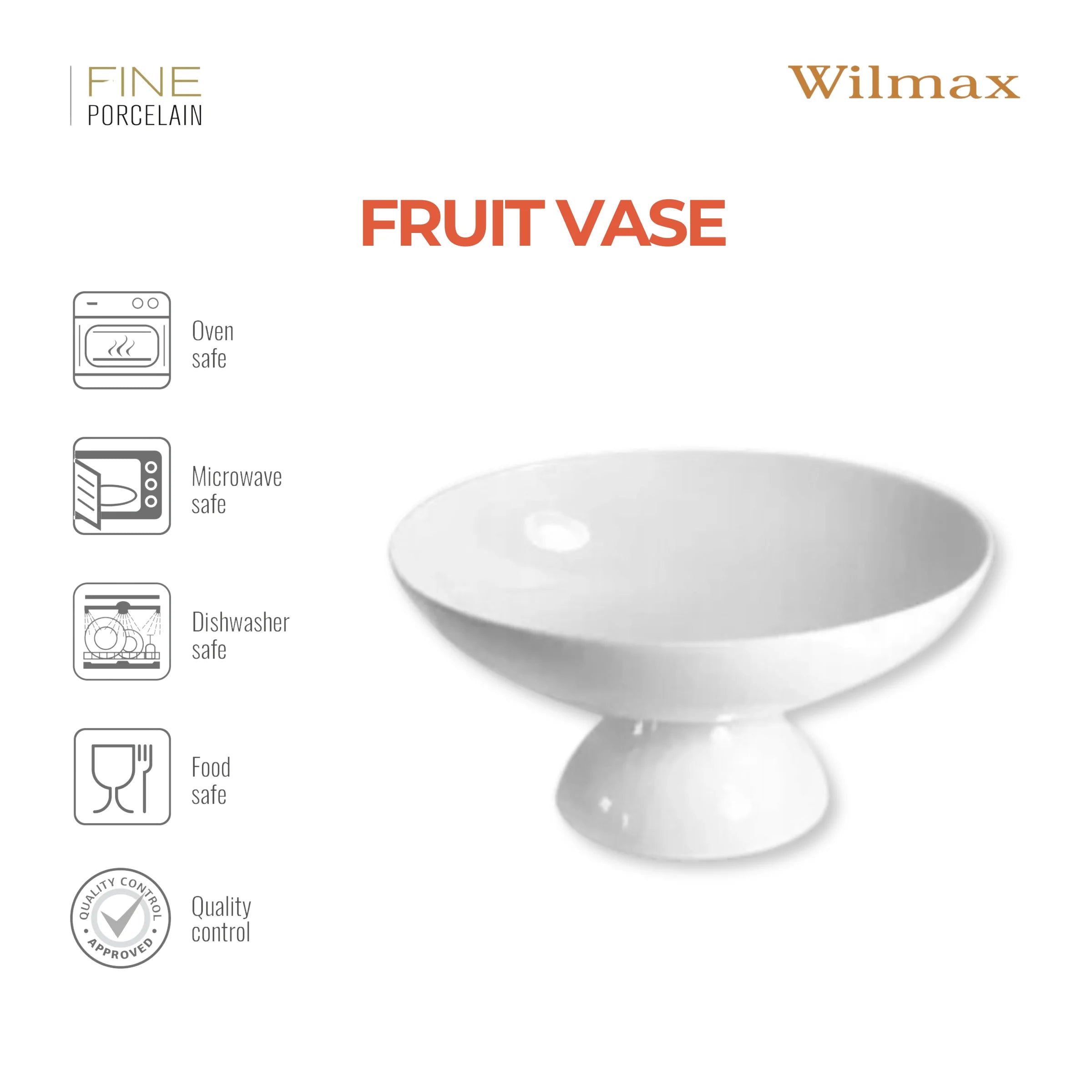 Wilmax Obstschale 24 × 11,5 cm Weiß aus Porzellan