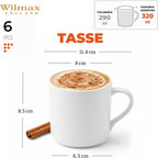 Wilmax Becher 320 ml 6er-Set Weiß aus Porzellan