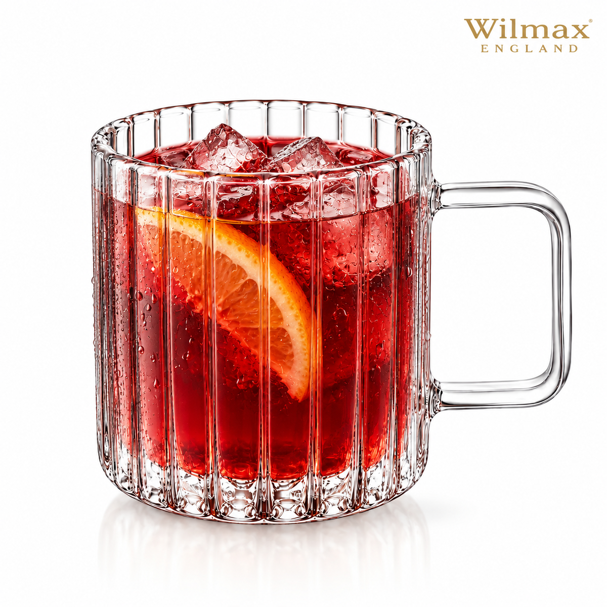 Wilmax Hitzebeständiger Glasbecher mit Henkel 550 ml Transparent aus Glas