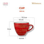Wilmax Tasse 300 ml Rot aus Porzellan