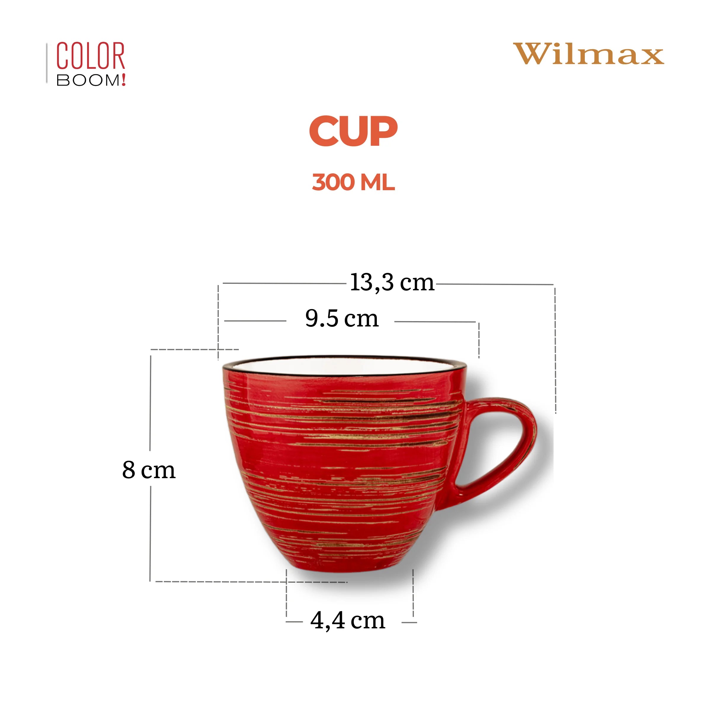 Wilmax Tasse 300 ml Rot aus Porzellan