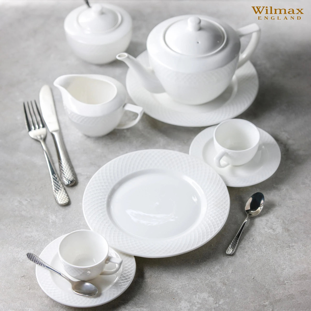 Wilmax Tasse mit Untertasse 170 ml Weiß aus Porzellan