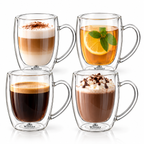 Wilmax Doppelwandiger Becher 400 ml 4er-Set Transparent