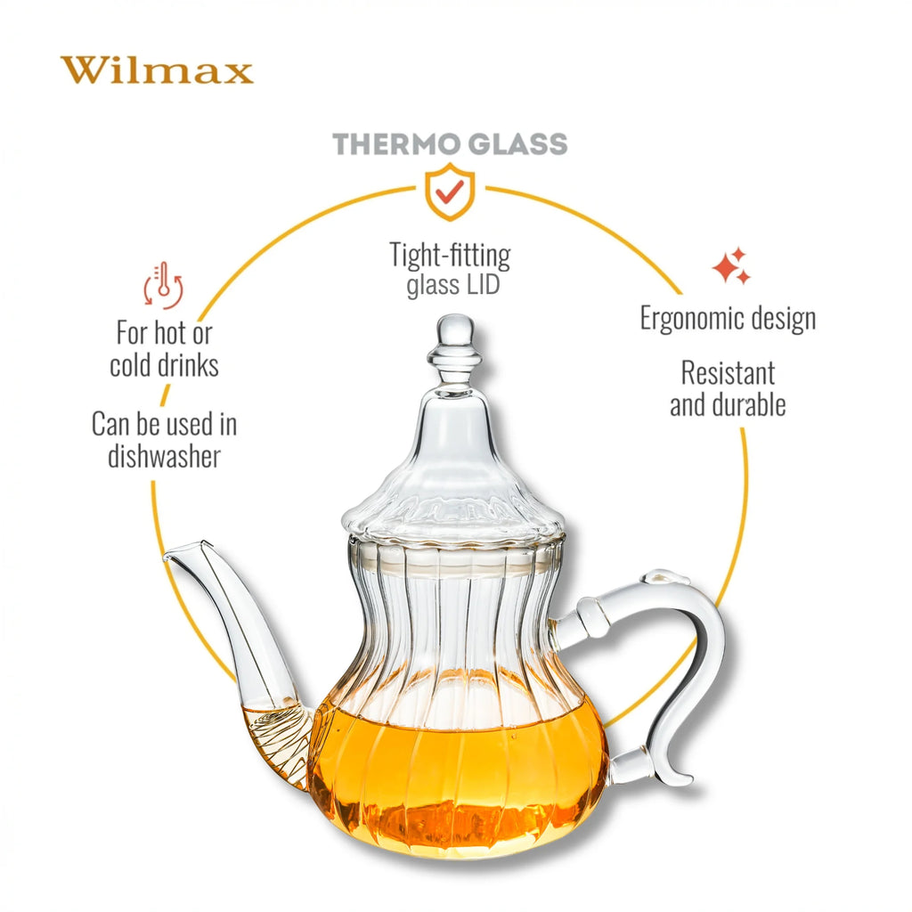 Wilmax Teekanne 850 ml Transparent aus Thermoglas Moroccan Style