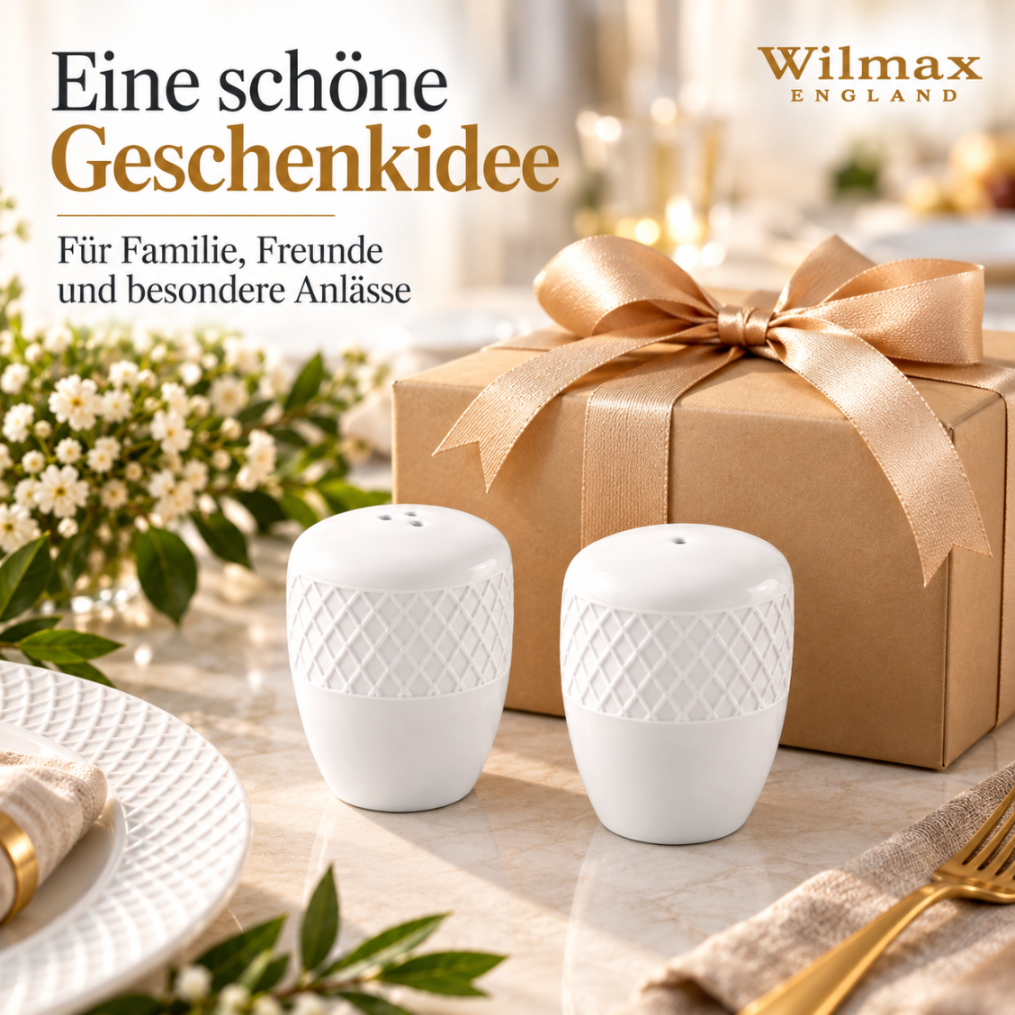 Wilmax Salz- und Pfefferstreuer-Set Weiß aus Porzellan
