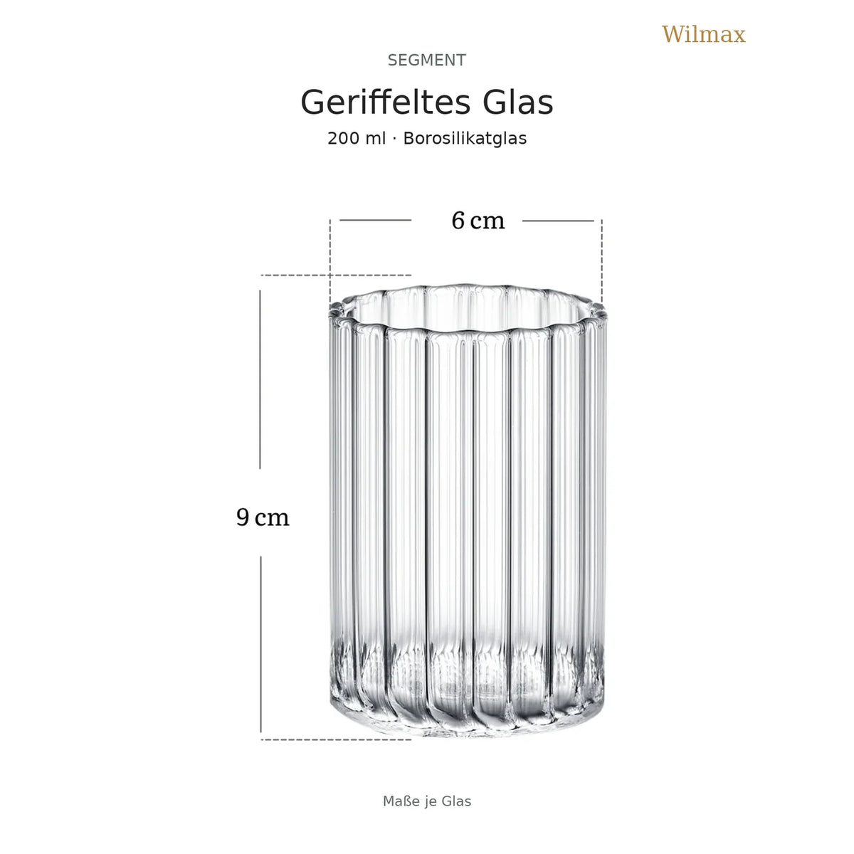 Wilmax Getränkeset 7-teilig mit Krug 1000 ml mit Edelstahldeckel und 6 geriffelte Gläser 200 ml