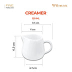 Wilmax Sahnekännchen 150 ml Weiß aus Porzellan