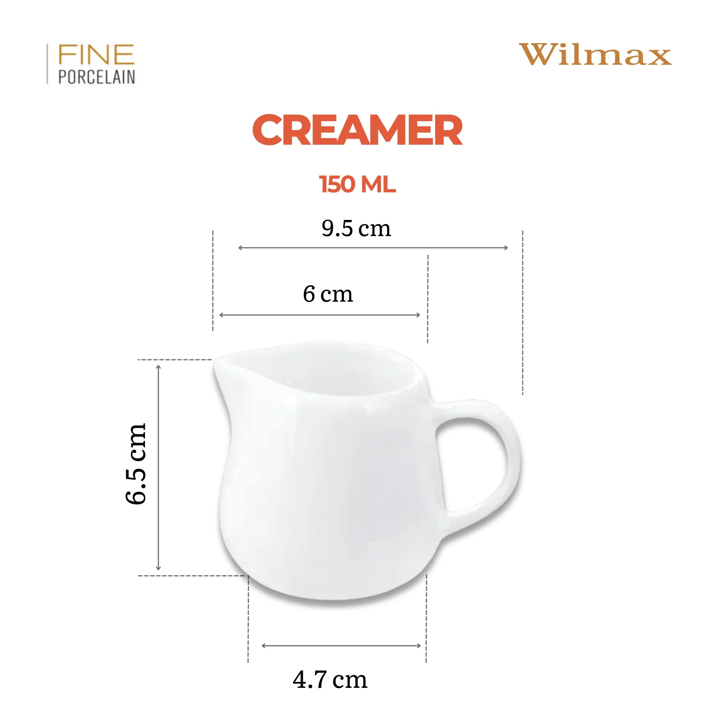 Wilmax Sahnekännchen 150 ml Weiß aus Porzellan