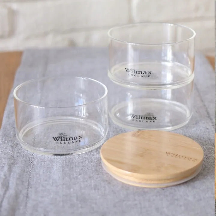 Wilmax Vorratsglas 3-stufig mit Bambusdeckel Transparent