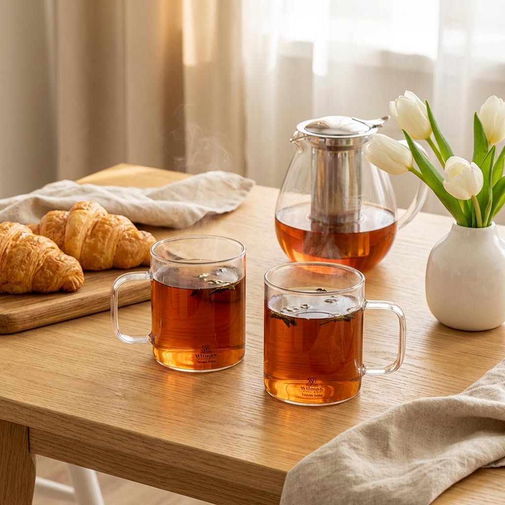Wilmax Kaffeetasse 400 ml 6er-Set Transparent aus Borosilikatglas