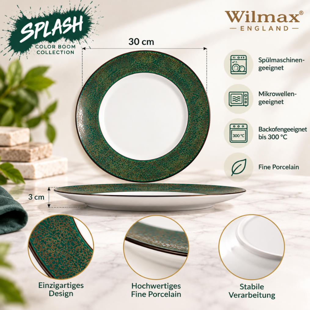 Wilmax Servierplatte 30 cm Grün aus Porzellan