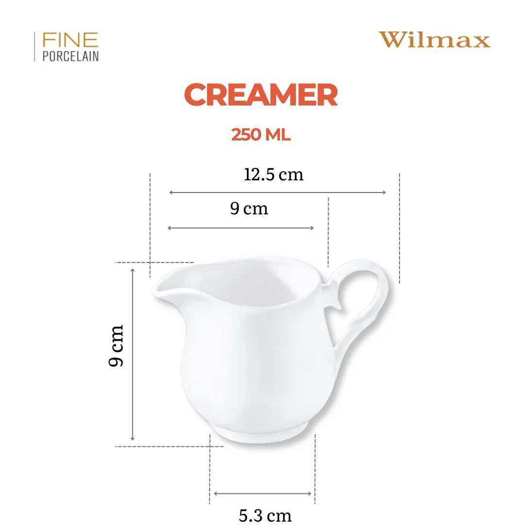 Wilmax Sahnekännchen 300 ml Weiß aus Porzellan