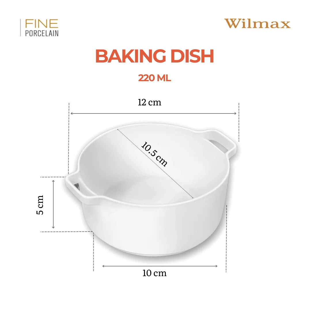 Wilmax Auflaufform mit Griffen 220 ml Weiß aus Porzellan