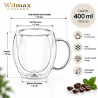 Wilmax Doppelwandiger Glasbecher 400 ml 2er-Set Transparent