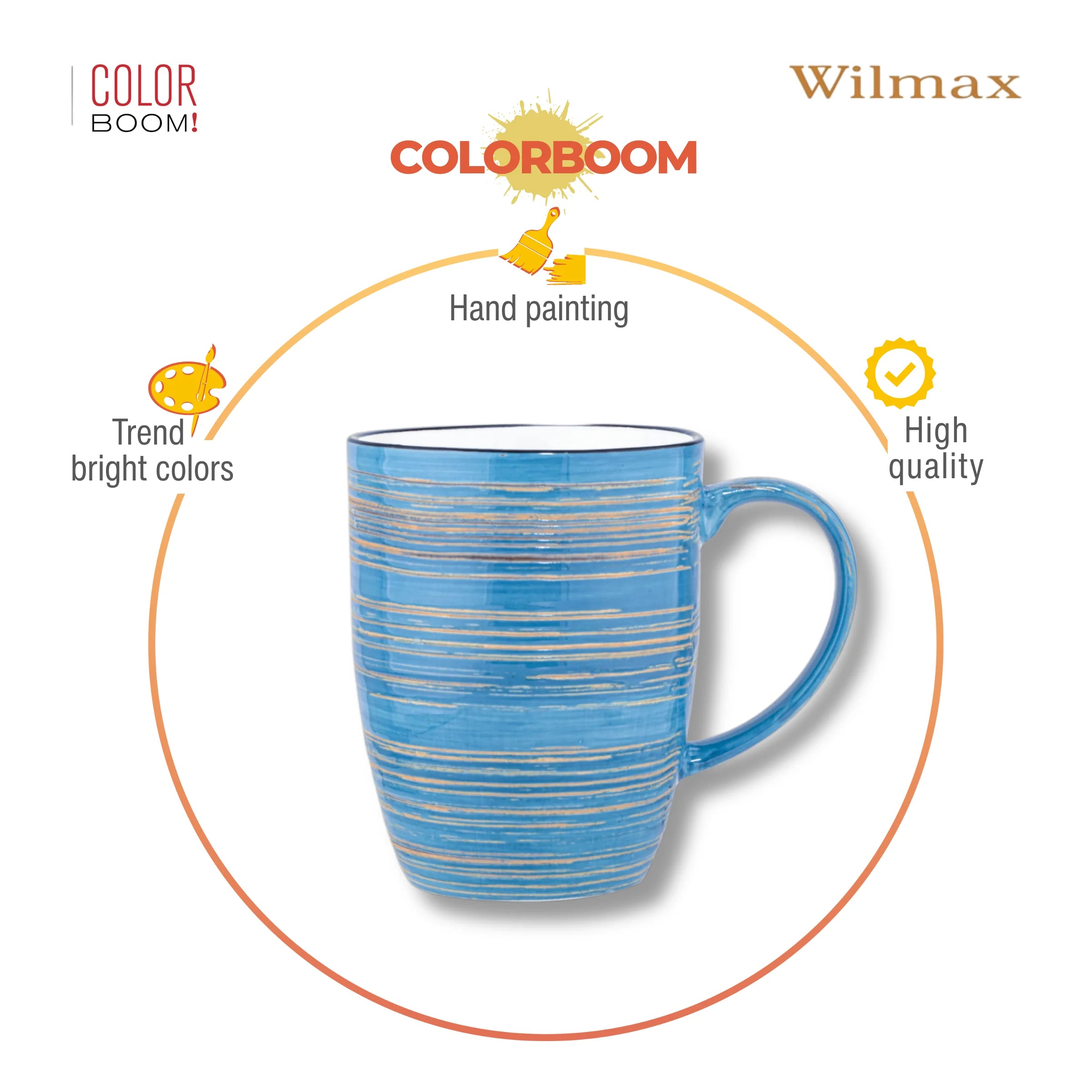 Wilmax Becher 460 ml Blau aus Porzellan