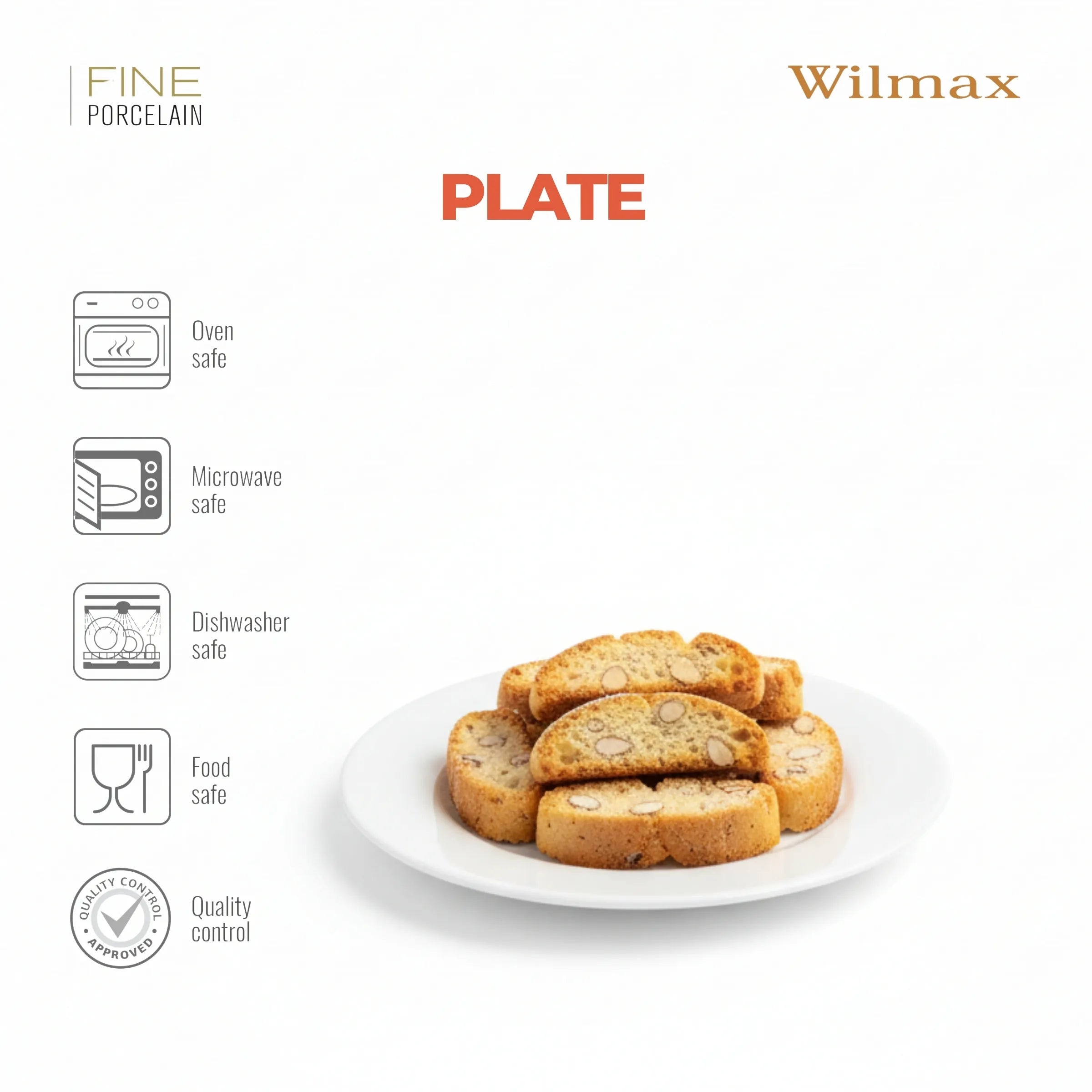 Wilmax Dessertteller 18 cm Weiß aus Porzellan