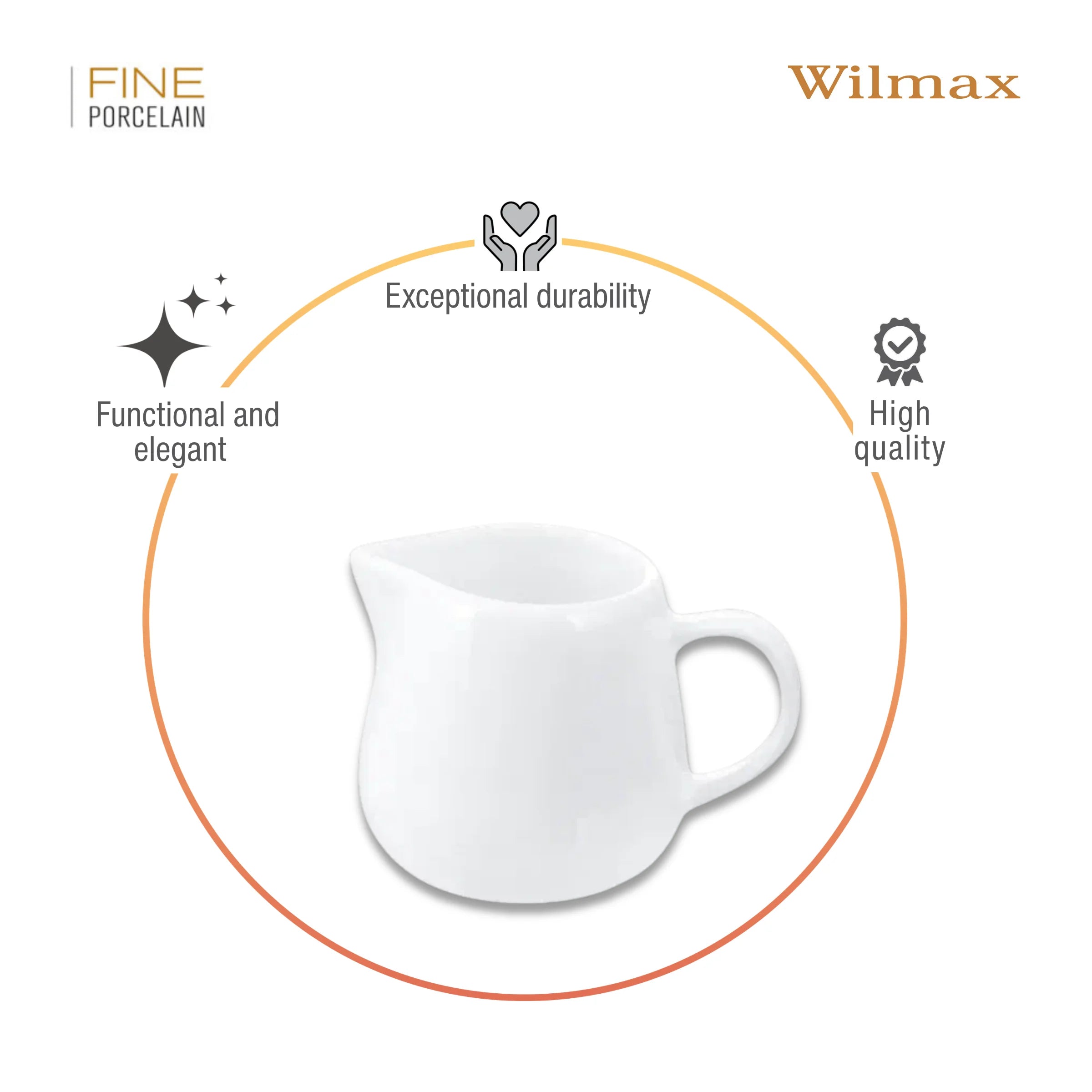 Wilmax Sahnekännchen 150 ml Weiß aus Porzellan