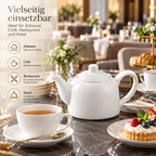 Wilmax Kaffee- und Teekanne mit integriertem Ausgusssieb 500 ml Weiß aus Porzellan