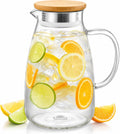 Wilmax Krug 1900 ml mit Bambusdeckel Transparent aus Thermoglas