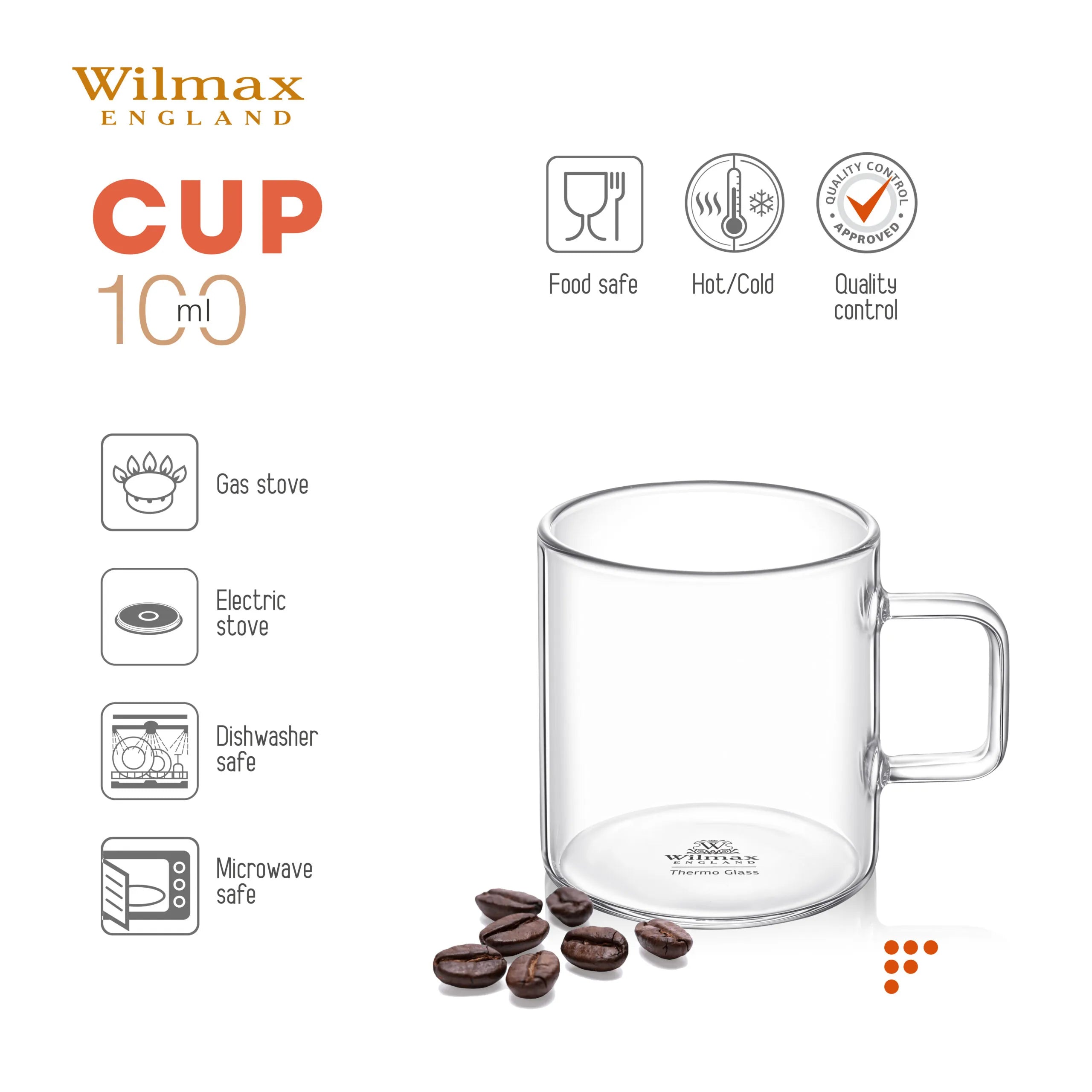 Wilmax Glastasse 100 ml Transparent aus Borosilikatglas