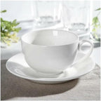 Wilmax Tasse mit Untertasse 400 ml 6er-Set Weiß aus Porzellan